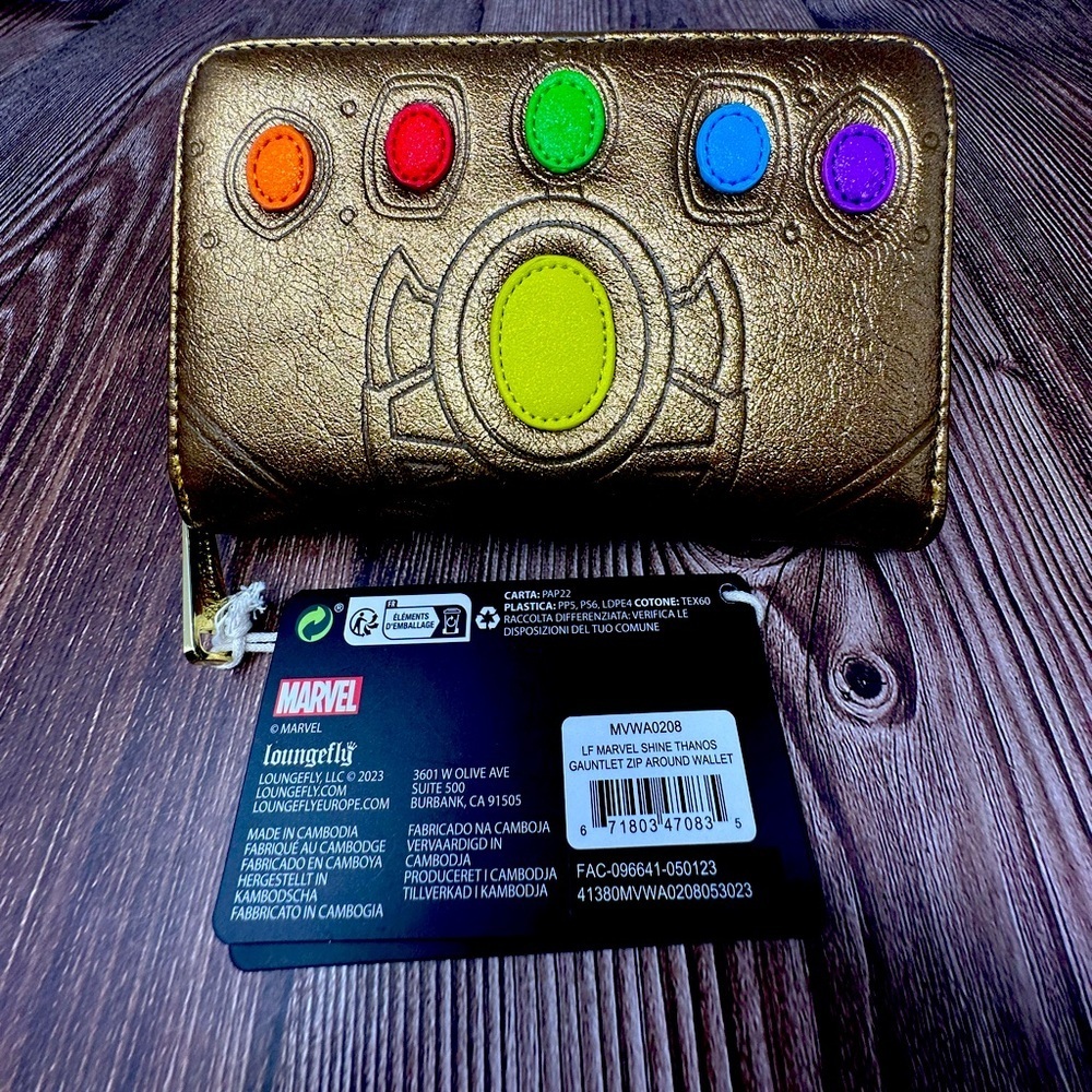 Marvel Loungefly Thanos The Infinity Saga Gauntlet Zip Around Wallet NWT